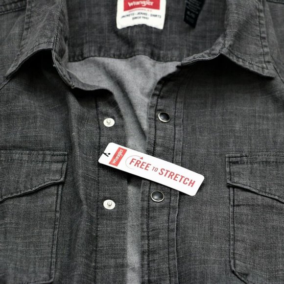 New Wrangler Slim Fit Denim Shirt Black Denim Color Men's Size XL Premium - Picture 10 of 10